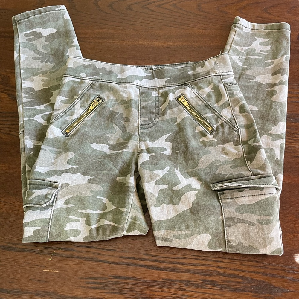 Girls Army Pants Gold Zipper Working Side Pockets